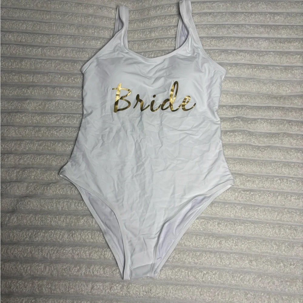 Chic White Bride One-Piece Swimsuit